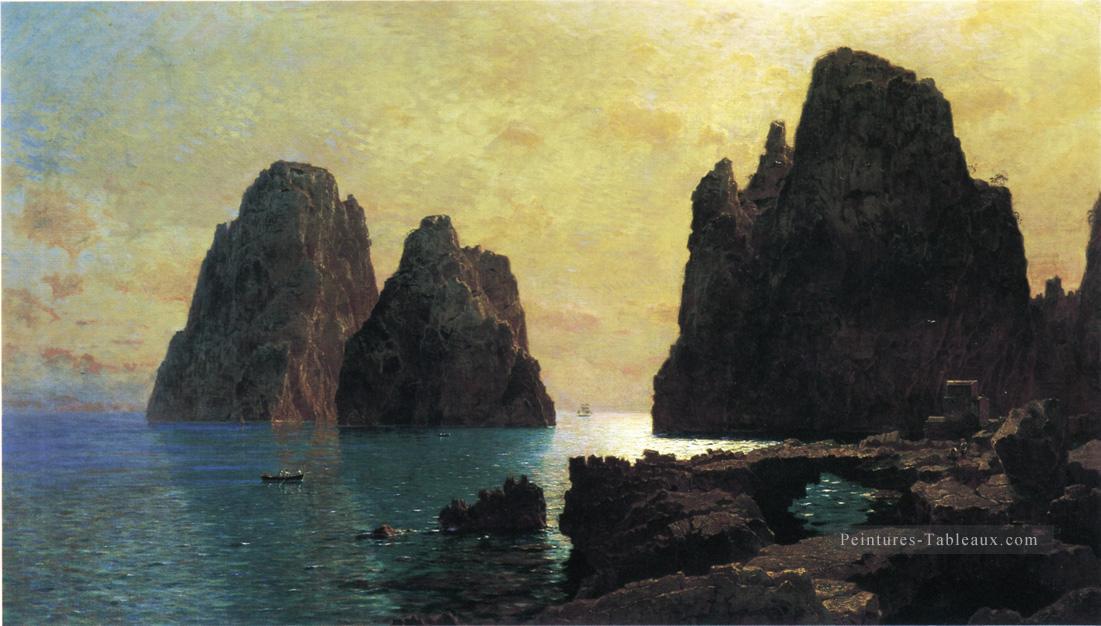 Les Faraglioni Rocks paysage luminisme William Stanley Haseltine Peintures à l'huile